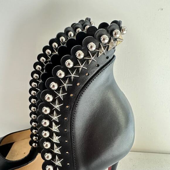 Christian Louboutin Womens Roucouloulou Pumps High Heel Black Studded Size 35 - Picture 8 of 16